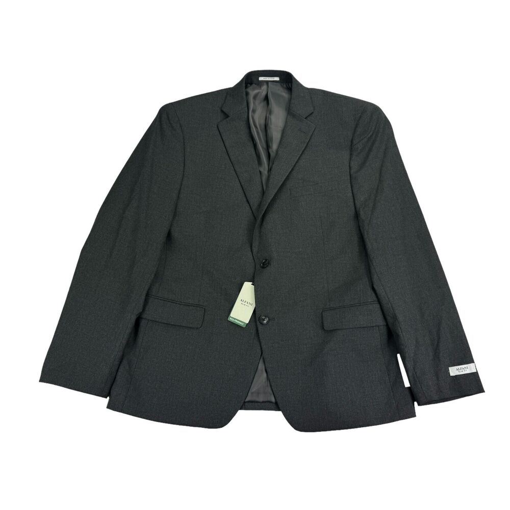 Alfani Mens Slim Fit Stretch Solid Suit Jacket Charcoal Gray 44R